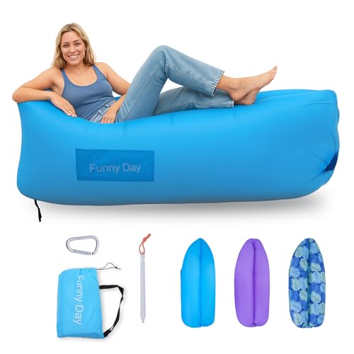 Inflatable Lounger, 210T polyester air sofa , inflatable couch for camping , can withstand 450 lbs air chair, pocket and matching bag, convenient beach blow up couch?Ideal Outdoor Gifts for Adults
