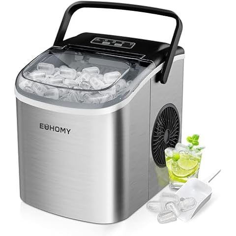 EUHOMY Portable Ice Maker with Self-Cleaning Cover