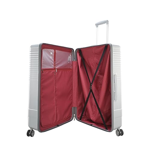 Image of Carlton Alumina | Check-in Trolley Bag, 80 Cm Large Hardsided Luggage | 8 Wheels, TSA Lock | Polycarbonate | Premium Suitcase for Travel | 5 Year International Warranty | Metallic Silver