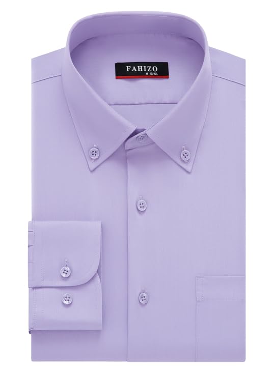 Men's Shirt Regular Fit Plain Long Sleeve Shirt with Chest Pocket Casual, Business & Formal Button Down Shirt for Office