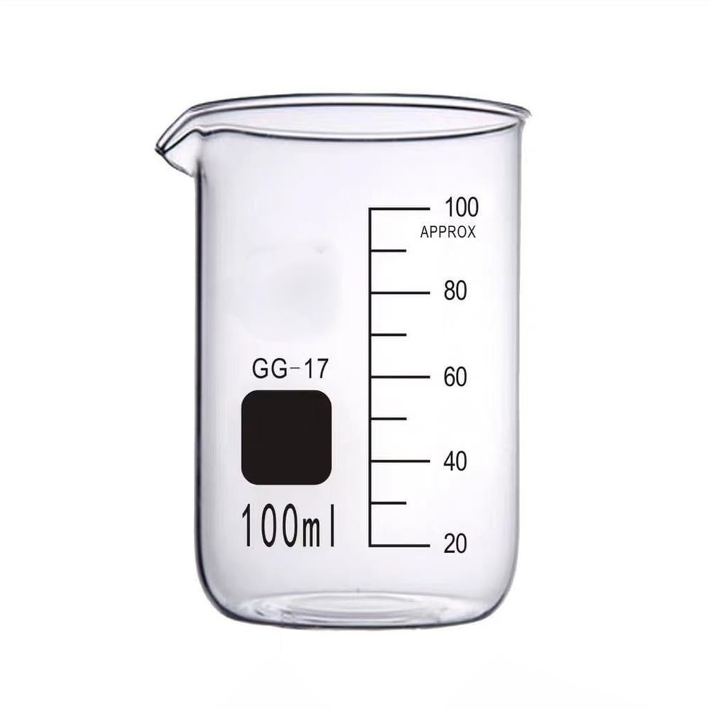 5 ml 10 ml 25 ml 50 ml 100 ml 150 ml 200 ml G3.3 Becher aus Borosilikatglas, Messbecher mit niedriger Form, Becher mit dicken Wänden für Chemielabor (100) (100)