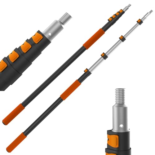 SKGPOLE 36FT Reach Telescopic Extension Pole 7-30FT Multi-Purpose Extension Pole with Universal Twist-on Metal Tip Sturdy Aluminum Paint Roller Extensions Poles for Squeegee Paints Rollers Orange