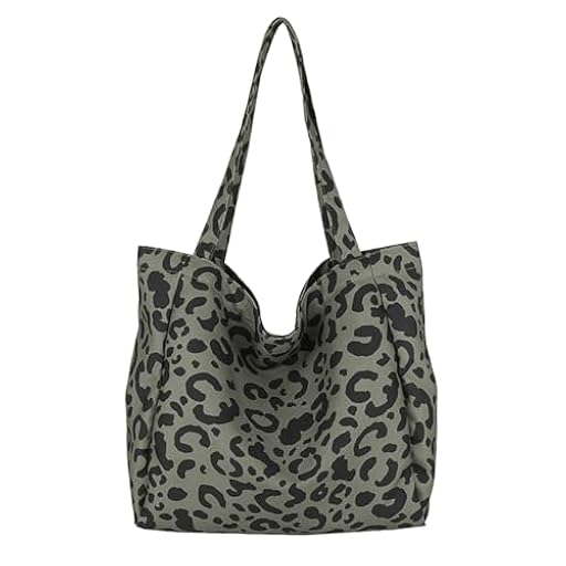 TUONYIS Verde Bolso Leopardo,Bolsa de Compras de Gran Capacidad,Bolsas Playa de Lona,Bolso Shopper,Bolso de Hombro Mujer para la Escuela Trabajo Compras Viajes Uso Diario(Verde) | Ya disponible en tu tienda friki favorita! En mundofriki.es!