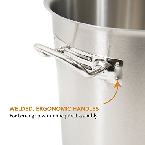 GasOne SP-32 Stainless Steel Brew Kettle Pot 5 Gallon 32 Quart Satin Finish with Lid/Cover
