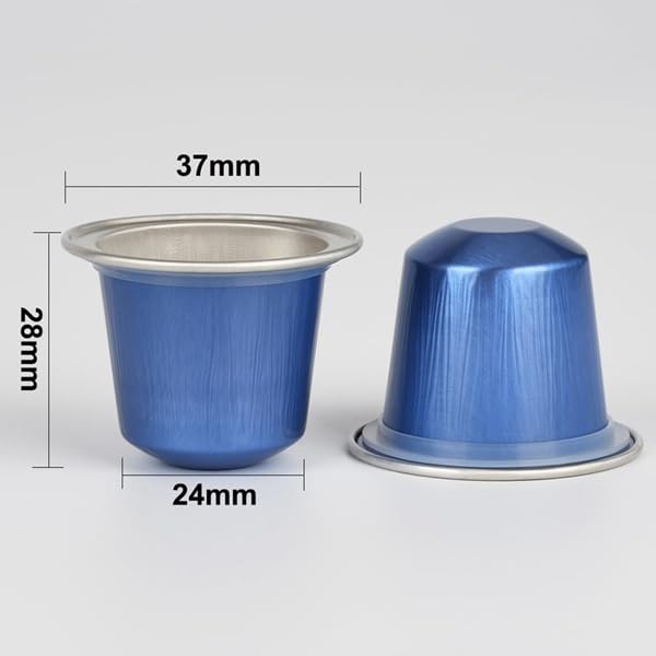 100 cápsulas vacías rellenables de aluminio para cápsulas de café, juego con cápsulas y tapas para tus propias tazas de café espresso