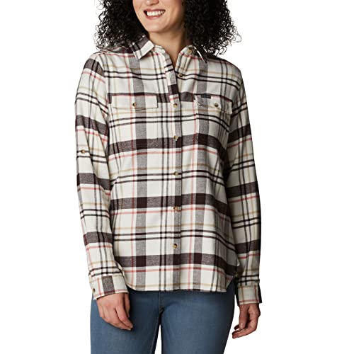 Chemise en flanelle Columbia stretch pour femme taille S motif carreaux craie