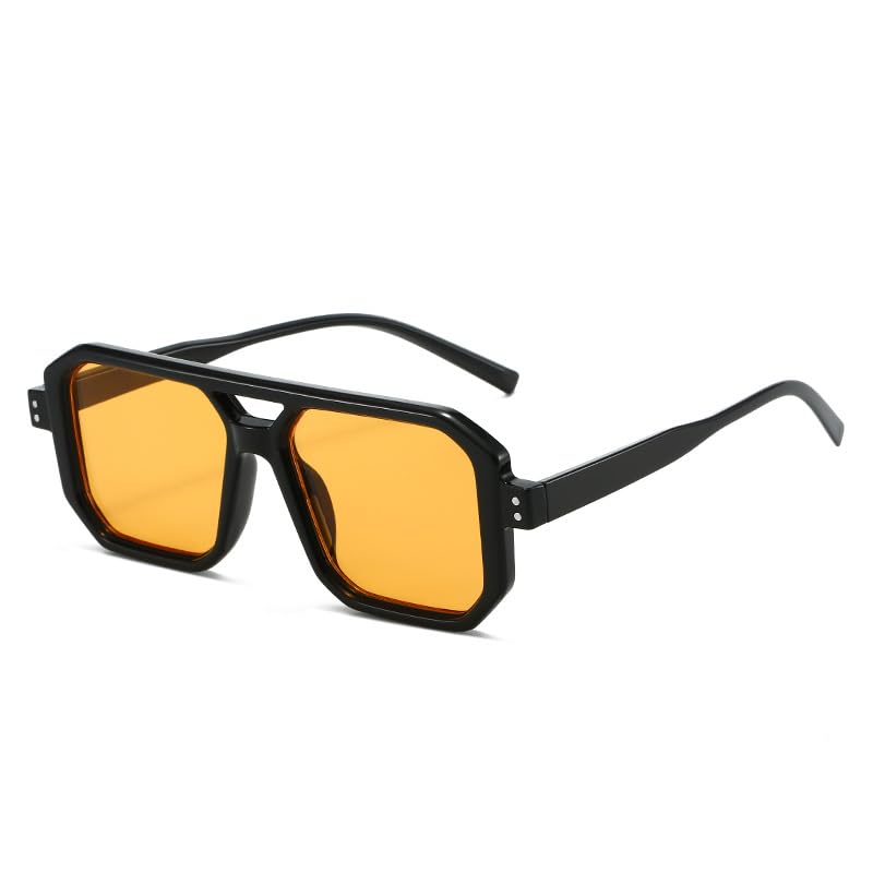 and punk style double beam square sunglasses cross – Premium Sunglasses with UV Protection Black_326-image-2