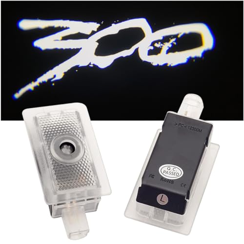 OKL CPARTS Never Fade Car LED Door Logo Light Compatible with 300 300C 300S 2005-2023 Projector Ghost Shadow Light, for 300 Accessories Door Light Logo LED Car Courtesy Step Light (White 300)