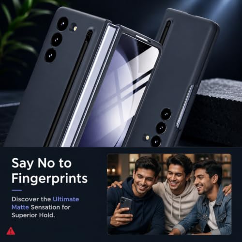 Image of TechTrendz PC Ultra Slim Premium Case For Samsung Galaxy Z Fold 7 Case With Built In Screen Protector With Compact S Pen Holder & Storage Slot,Protective Phone Case For Z Fold 7 Back Cover-Dark Grey