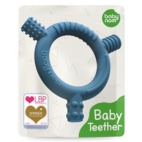Baby Nom ® Teething Toys for Baby 3 Months and Up - 100% BPA-Free Food Grade Silicone Baby Teether, Baby Teething Ring for Sensory Development, Teething Toys for Baby - Freezer Friendly, Ocean