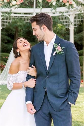 Mens Suit 2 Piece Linen Suit for Men Lightweight Summer Wedding Groomsmen Prom Casual Mens Blazer Pants4