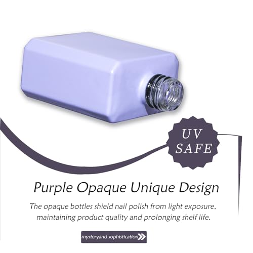 6PCS Glass Gel Nail Polish Bottles Purple, UV Safe Opaque Empty Refillable Nail Varnish Vials Containers with Brush Cap & Funnel & Mixing Balls for Nail Art Samples (20ML)4