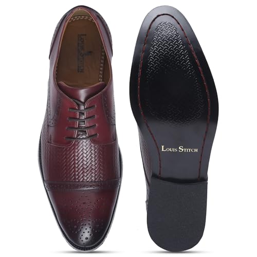 Image of LOUIS STITCH Formal Shoes for Men | Genuine Leather, Stylish Lace-Up for Business, Office, Party & Wedding (LSEUWEOX )
