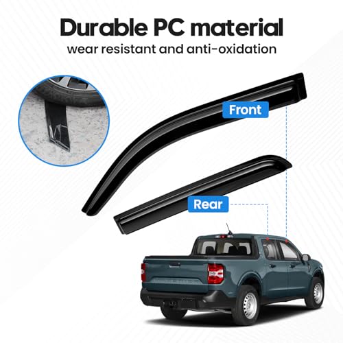 Image of Maverick Rain Guard - Window Visors for Ford Maverick 2022-2025 2026, Out-Channel Side Window Rain Guards for Maverick Accessories, 4PCS, Black, Car Accessories