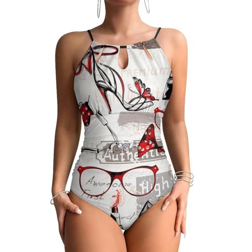 Talons hauts rouges maillots de bain une pièce femme contrôle ventre swimsuit