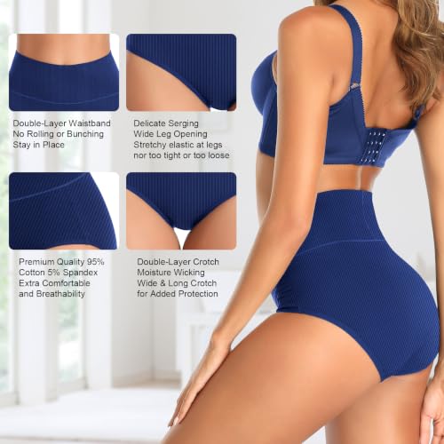 Image of UMMISS Womens Underwear Cotton High Waisted Tummy Control Panties Plus Size Full Coverage Ladies Briefs