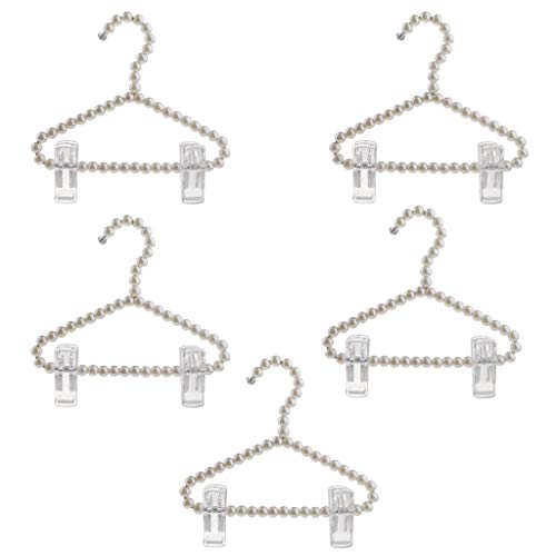 hangerCoat Rack,Clothes Organizer?Pack of 5 Clothes Hangers Beads Trouser Hangers with Clamp for Baby Children – 20 cm