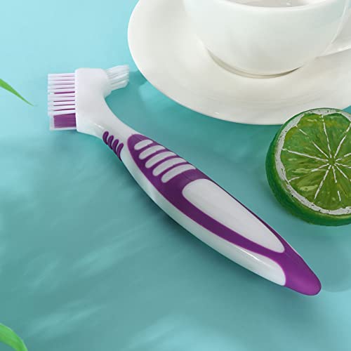 Lizealucky Denture Cleaning Brush 2Pcs Denture Toothbrushes Double Sided Toothbrush With Multi-Layered Bristles And Rubber Anti-Slip Handle For Denture Cleaning Care #TOP5