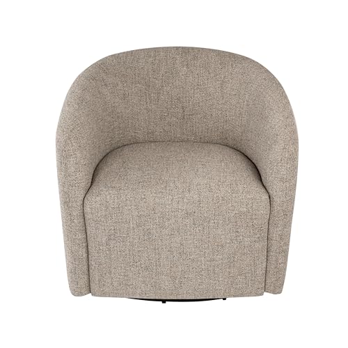 , Modern Barrel Chair With 360&deg; Swivel Base, Midtone Gray Fabric For Living Room, Bedroom, Or Office