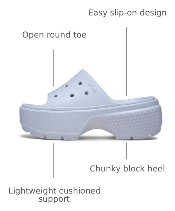 Image of Crocs Stomp Wedge Slides for Men and Women - Thermoplastic Lining, Upper, and Footbed - Round Toe Design Dreamscape Men's 6, Women's 8 Medium