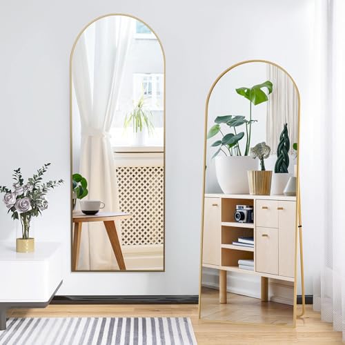 Henunem Espejo de cuerpo entero 164 x 54 cm de pie arqueado grande de longitud completa de pared