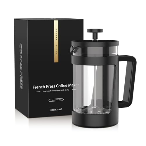 RAINBEAN 21 Oz French Press Coffee Maker, Small Coffee Press, Coffee Brewer With 3 Level Filtration, Perfect for Tea Lovers - 2-4 cups Capacity