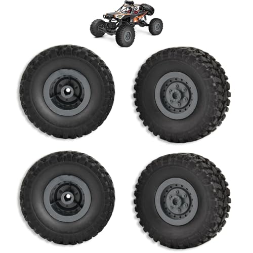 Agatige 4Pcs RC Car Tires and Wheels, 6.5x6.5x2.2cm/ 2.6x2.6x0.9in RC Truck Rubber Tyres Wheels Spare Parts Remote Control Truck Wheel for WPL B14, B16, B24, C14, C24, B36 1/16 Remote Control Car
