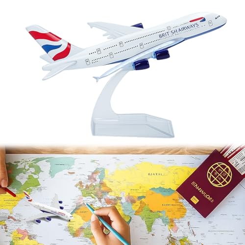1 PCS 1/400 Scale Plane Model, A380 Model Plane, British Airways Planes Diecast Metal Airplane with Stand, Alloy Aircraft Toy Planes for Kids Aviation Enthusiasts, Collectible Display Decoration Gift