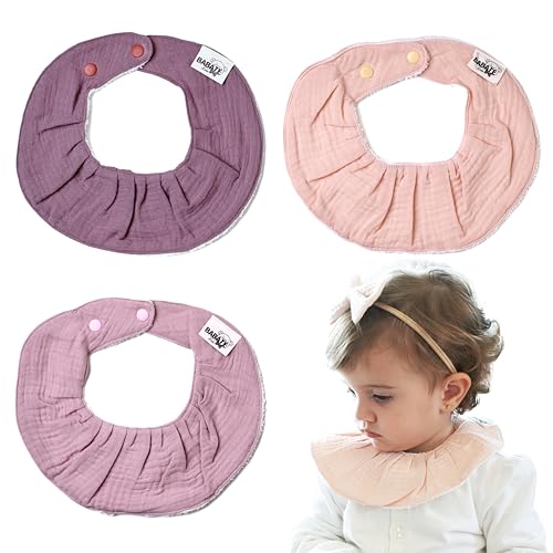BABATÉ Kids - Pack Baberos Bandanas, Salvababas, Babero Recién Nacido, Impermeable, Cuello Muselina, Babero Babas Algodón, Redondo