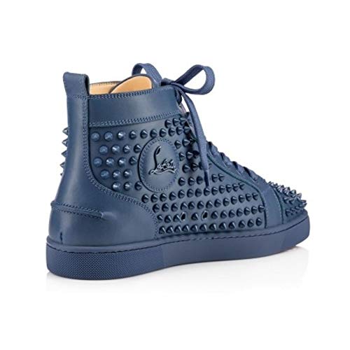 Christian Louboutin Authentic Louis Flat Calf Spikes Blues Size 9