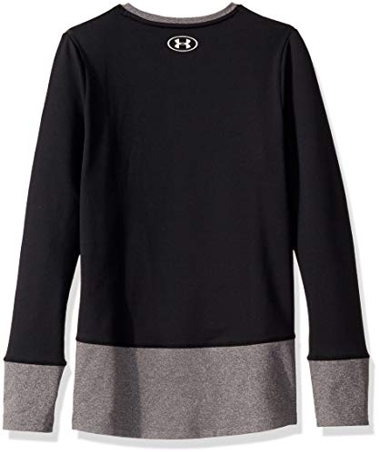 Under Armour Girls' Girl Coldgear Long Sleeve Crew T-Shirt , Black (001)/White , Youth X-Large #TOP2