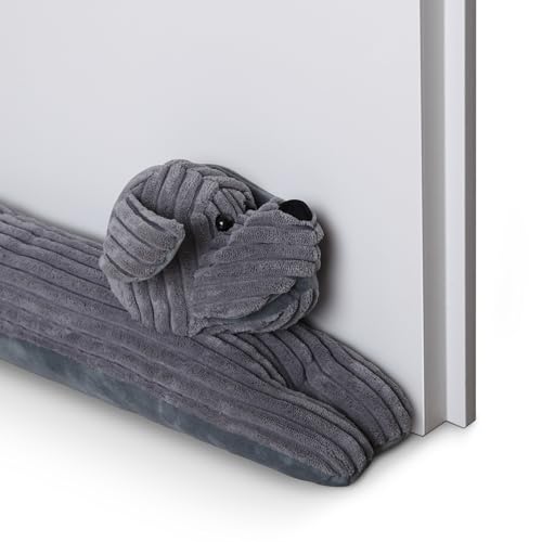 Boudin de porte, 90 cm x Ø 10 cm, motif de chien, économe en énergie, pour portes et fenêtres, protection contre le froid