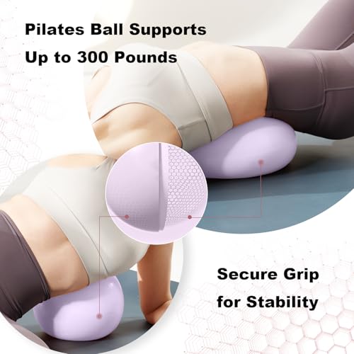 Image of Small Pilates Ball 9.8 Inch Slip Resistant Exercise Ball for Home Gym Yoga, Fitness, Physical Therapy, Stretching & Core Strength Workout - Purple