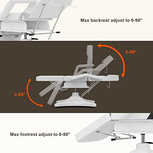 OKAKOPA-360-Swivel-Tattoo-Bed-Chair-Heavy-Duty-Facial-Esthetician-Beds-Lash-Chair-wAdjustable-Angle-and-Height-Mute-Professional-Dental-Chair-Spa-Treatment-Table-for-Massage-White