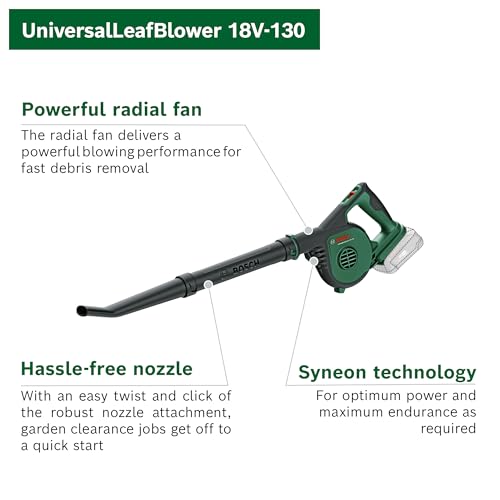 Bosch 18V Cordless Leaf Blower Without Battery, 2-Speed Selection, Includes Leafblower Nozzle and Inflator Nozzle (UniversalLeafBlower 18V-130) - Image 6