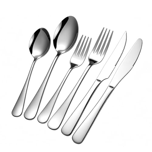 GPY 24-Piece Silverware Set with Steak Knives Nickel Free Cutlery Set for 4 - image 1