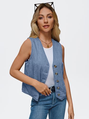 AUTOMET Jean Vest Tops for Women Denim Top Button Down Waistcoat 2025 Fall Sleeveless V Neck Top Outfits Y2k Clothes2