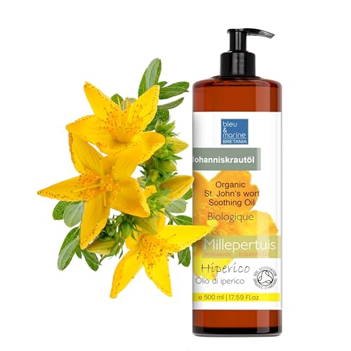 Aceite de Hiperico, Hierba de San Juan, Hidratante, Facial, Piel Seca, Alivio Pieles Irritadas, Cicatrizante, Aceite Portador, Masaje Relajante, Corporal, Anticelulitico, Aceite Muscular - 500 ml