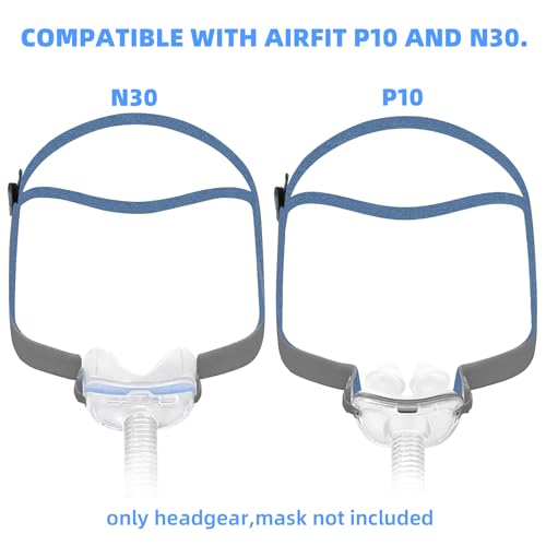 Image of Upgraded CPAP Headgear Strap Compatible with Airfit P10 / N30, Replacement Headgear for AirFit N30, Comfort Elastic Adjustment Straps P10 Headgear, Quick-fit Design Airfit N30i Headgear (Blue)