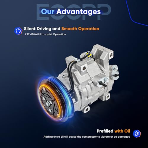 Image of ECCPP AC Compressor Fit for Toyota Echo L4 1.5L 2000-2005 77370,78370 | for Toyota Yaris L4 1.3L 2004-2005 Fast Cooling AC Compressor with Clutch Low Vibration Fuel Efficient Stable Operation