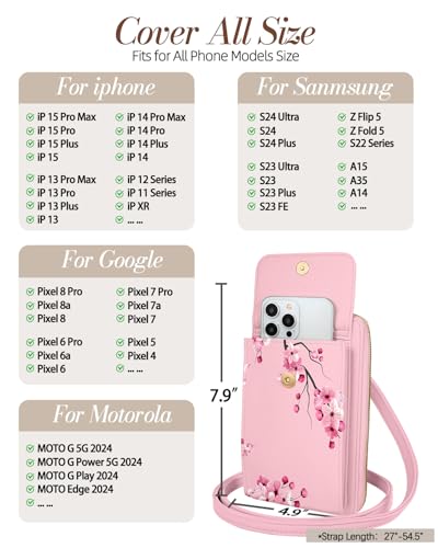 Cute Crossbody Purse Cell Phone Bags for Women - Leather Cellphone Wallet Purse with Adjustable Shoulder Rope3