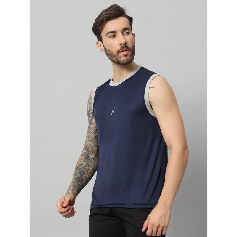 Image of ATICX Men's Polyester Sports Sleeveless T Shirt - Gym Vest, Workout Sando, Training Tank Top, Cut Sleeves Quick Dry Tee for Running, Swimming, Badminton, Fitness & Sports