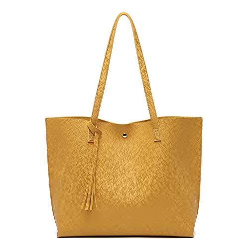Image of Dreubea Women's Soft Faux Leather Tote Shoulder Bag from, Big Capacity Tassel Handbag