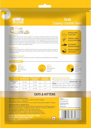 Image of Grain Zero Creamy Lickable Cat Treats Crab, 360 Gm - 20 Sachet + 4 Free | Rich in Protein, Promotes Hydration, No Artificial Preservatives | Best for Training and Bonding |