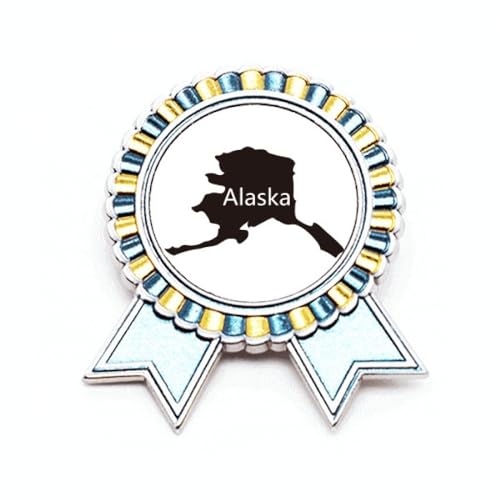 Broche drapeau Alaska USA carte étoiles rayures badge métal M