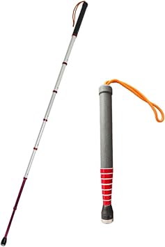 Telescopic Blind Cane with Rolling Tip - 8 Sections Walking Stick for Visually Impaired Men and Women - Walking Cane Mobility Cane with Reflective Film