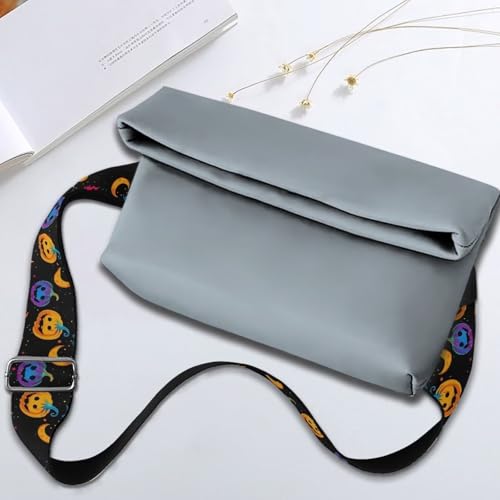 Image of Talayituse Pumpkin Moon Print Shoulder Strap Wide Purse Bag Strap Adjustable Replacement Belt Halloween Decoration Luggage Crossbody Shoulder Bag Strap for Women Girls
