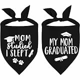 Graduation Dog Bandanas, My Mom Graduated Dog Outfits, 2 Pcs Adjustable Triangle Double-Layer Reversible Pet Bandanas for Small Medium Large Dogs