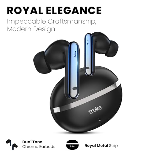 Image of truke [ Buds Q1 Lite True Wireless Earbuds with 48H Playtime, Crystal-Clear Calls, Fast Charging, Elegant Royal Design, Bluetooth 5.4, Noise Cancellation, Gaming Mode, Brand Warranty