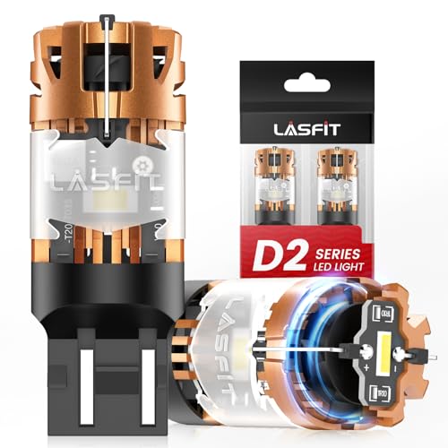 Image of LASFIT D2 7440 7443 LED Bulbs Reverse Back Up Lights Built in Resistor with Fans 7441 7444 LED Anti Hyper Flash Canbus Reversing DRL Turn Signal Parking Lights No Load Resistor Need, 6000K White